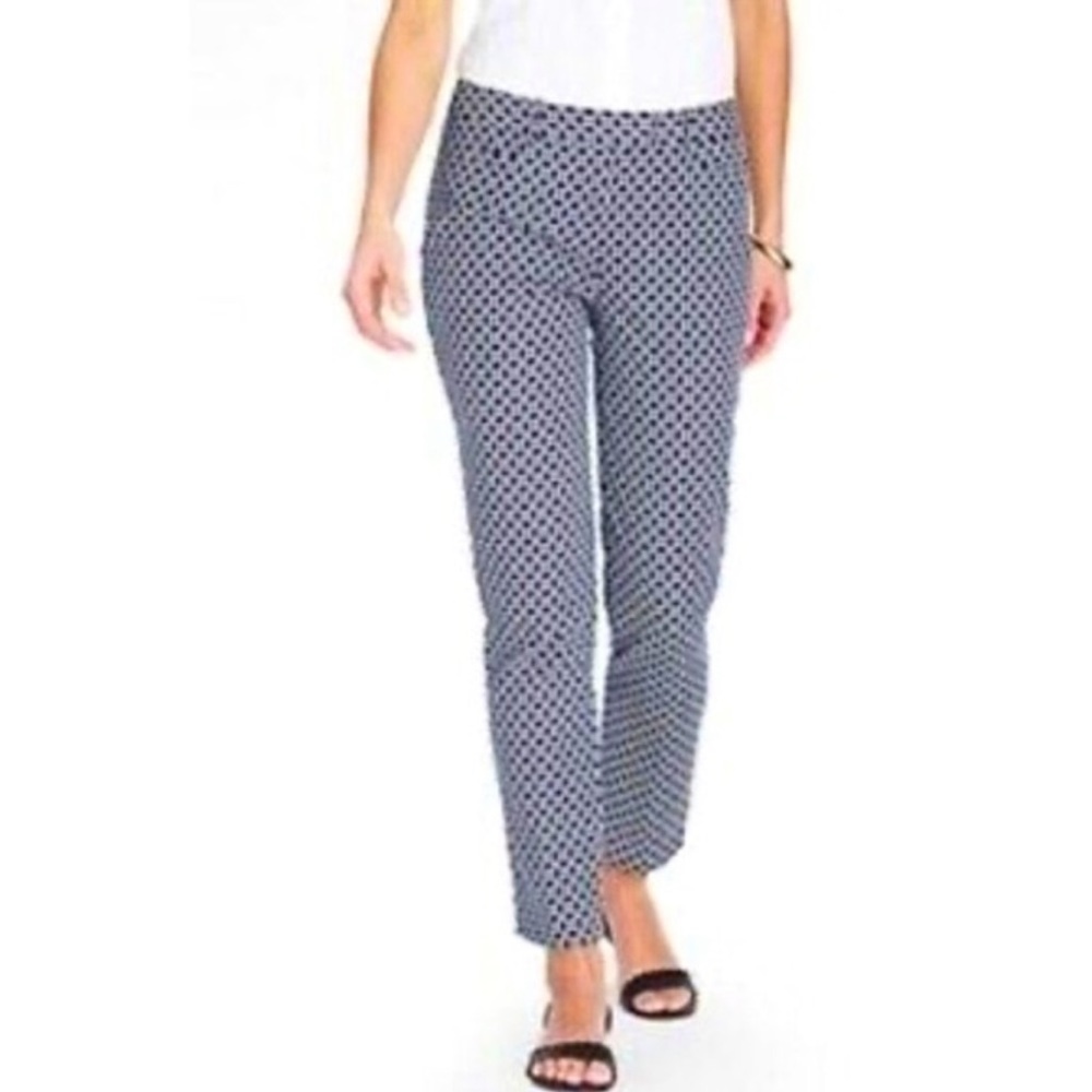 Talbots Navy White Hampshire Geometric Print Pants Size 14 (curvy)